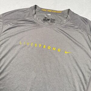 Nike Pro Combat Shirt Mens XL Gray Livestrong Dri-Fit Athletic Training Tee